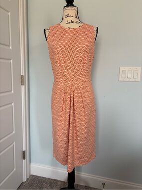 J. McLaughlin Sleeveless Orange and White Honeycomb Mia Patterned Sheath Dress
